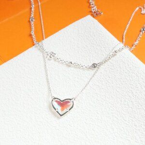 Love Silver Dichroic Glass Necklace by Alicia Bonnie